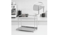 Tabletop Display Shelf Stainless Steel Rack Rounded Rails Two-Tier Storage Rack Easy to Clean for Coffee Area