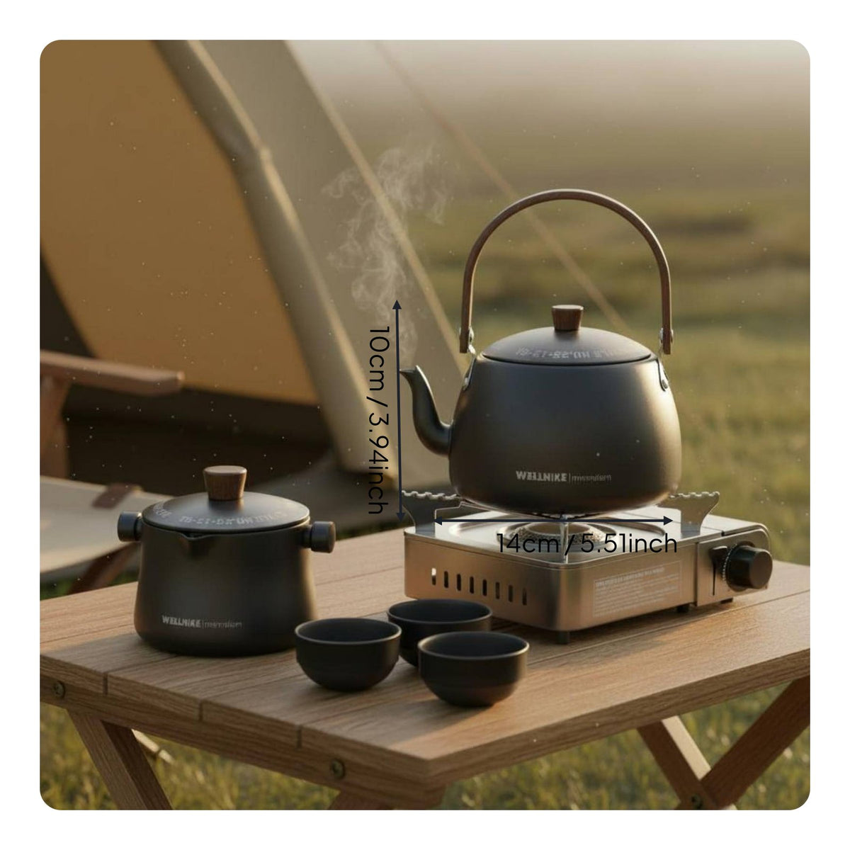 Outdoor Tea Making Kit With Filter Camping Tea Kettle Set Minimalist Design
