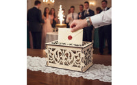 Rustic Wedding Card Box Vintage Design Wooden Card Box Reception Gift Holder Sturdy and Long-Lasting Party Decoration Hinged Lid