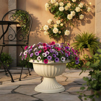 Goblet Planter Indoor Outdoor Use Ceramic Look Planter Double-Layer Design Decorative Plant Pot for Courtyard, Patio