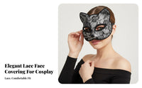 Mysterious Look Lace Feline Half-Mask Design Lace Feline Eye Mask Easy to Wear Costume Accessory Lightweight and Comfortable for Cosplayers, Adults, Party-Goers, Halloween, Cosplay Events, Photoshoots, Masquerade Balls
