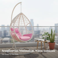 Freestanding Ovoid Chair Wickerdesign Weave Freestanding Enclosed Lounger Plush Paddinging All-Weather for Balcony, Garden