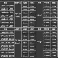 实验室X轴燕尾槽位移滑台手动微调多滑块齿轮齿条LWX40-L20060150