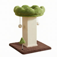 Scalloped Edge Scratching Post Cat Tree Hanging Ball Toys Small Cat Tree Green and Brown Sisal Scratching Post Stable Base