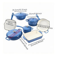 7 Pieces Cast Iron Cookware Set Even Heating Enameled Cast Iron Cookware Set Stovetop Cooking