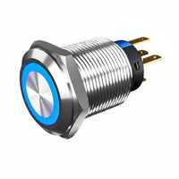 Round Waterproof Push Button Long Mechanical Life Waterproof Stainless Steel Switch for Automotive, Marine