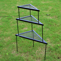 3 Pieces Triangular Mesh Table Easy to Drain Camping Grill Rack Heavy Duty