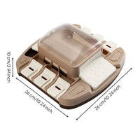 Brain-Teaser Feeder Tray Sliding Covers Pet Feeding Tray Square Shape for Dogs