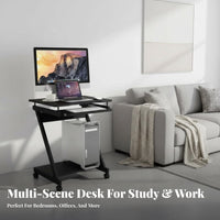 Wheeled Laptop Desk Movable Design Overbed Table Sturdy Construction for Bedroom
