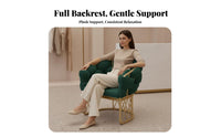 Light Luxury Design Upholstered Two-Seater Nordic Aesthetic Puffy-Tufted Armchair Golden Metal Frame Commercial Seating Soft Upholstery for Interior Designers, Business Owners, Beauty Salon, Boutique, Coffee Shop, Living Room