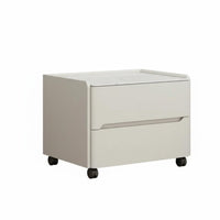 sturdy Wood Frame Rolling Drawer Cart Sintered Stone Top Nightstand Modern design Bedside Table with casters for Homeowners, Students, Small Spaces, Guest Room, Kitchen, Bathroom