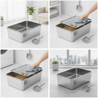 Stainless Steel Litter Box Anti-Slip Litter Box with Sifter Tray Smooth for Home