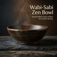 Wabi-Sabi Ceramic Bowl, Black, New Chinese Style