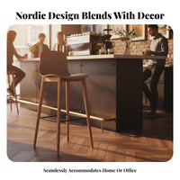 Molded Seat High Stool Nordic Barstool Chair Modern Simple Design Ergonomic Backrest for Kitchen Island, Reception Area, Pantry