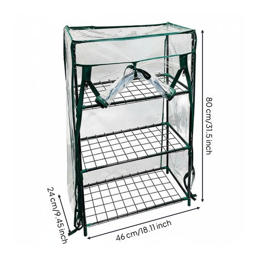 Three-Tier Greenhouse Shelf Clear PVC Plant Greenhouse Shelf Wire-Mesh Shelves