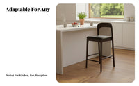 Wooden Bar Stool with supportrest Modern Minimalist Upholstered High Seat with support Support Comfortable Seating Easy to Clean