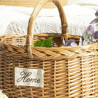 Handwoven Fiber Basket Rustic Basket with Handle Woven for Flower Arranging