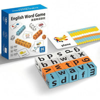 Letter Blocks Large Spelling Game Picture Game Cards Phonics Practice Wooden Spelling Letters Hand-Eye Coordination for Children