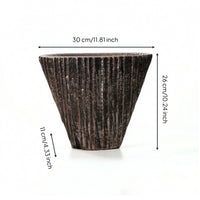 Resin Vase Textured Striped Vase Geometric for Entryway, Office, Bookshelf