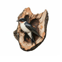 1 Piece Wooden Wall Sign Rustic Bird Hanging Plaque Natural Wood Rope Wildlife Decoration Suitable for Home Decoration Entryway Gift Giving