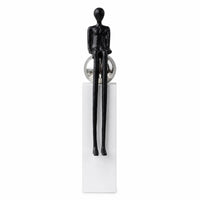 Seated Figure Statue Slender Abstract Sculpture with Pedestal Modern