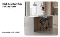 Kitchen Island Stool with Backrest Luxury Design Wooden Counter Stool with Backrest Built-in Footrest High Weight Capacity