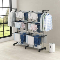 3 Tier Clothes Damp-Removing Rack Extendable Wing Damp-Removing Rack place Saving for Balcony