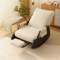 High-Back Rocking Lounge Chair with Leg Rest Corduroy Rocking Lounge Chair with Footrest Foldable Reclining Rocker with Footrest Sturdy for Balcony