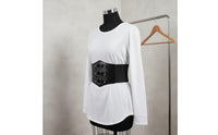 Triple-Loop Waist Belt Decorative Metal Rings Wide Corset Belt Fashion Style Waist  Trimmer