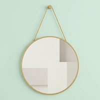 Wall Mounted Mirror with PU Rope Hanging, Black Track Style