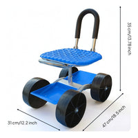Garden Work Seat with Wheels Folding Rolling Garden Stool with Wheels Space-Saving for Weeding, Planting
