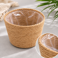 Woven Flower Pot Basket, Nordic Style Hug Bucket for Living Room Balcony Decor, Green Plant Pot Cover