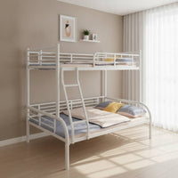 Metal Bunk Bed Space-Saving Bunk Bed with Ladder Compact Furniture for Teens, Students, Shared Bedrooms, Dormitories