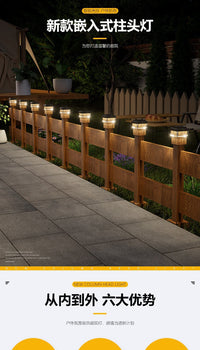 Solar Powered Pillar Light for Garden Villa, Wall Mount, with Light Sensor