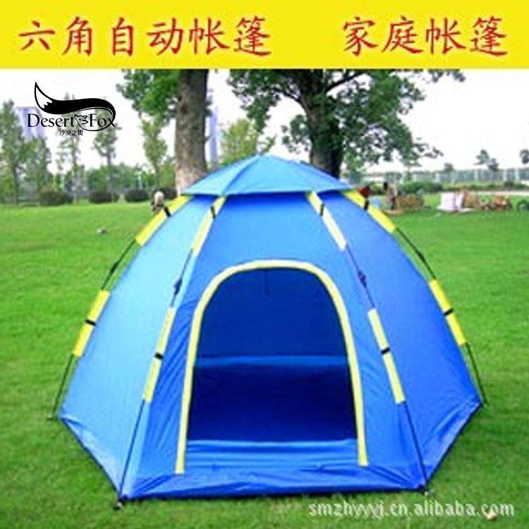 Hexagonal Automatic Camping Tent for 3-4 People, Quick Setup