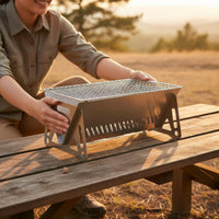Foldable Portable Barbecue Grill Heat-Resistant Folding Charcoal Cooker Rustproof Folding BBQ Grill Lightweight for Campers, Hikers, Backpackers, Picnic, Backpacking, Beach