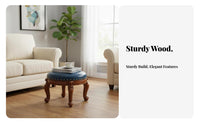 Round Wooden Stool sturdy Wood Round Four-Legged Stool Western design for Bedroom