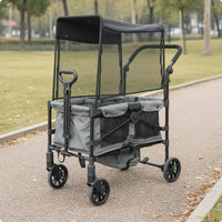 Push Cart Wagon Storage Pockets Wagon Metal Frame Children Transport