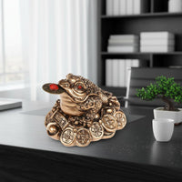 Resin Wealth Frog Ornament Rhinestone Accents Gold Frog Figurine Vintage Design