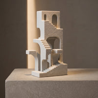 Architectural Sculpture Stone-Like Sculpture with Staircase Shapes Minimalist