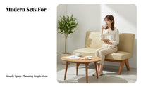 3 Pieces Circular Table with 2 Shell Chairs Wabi-Sabi Aesthetic Cafe Set Space-Saving Curved Rearrest for Two People