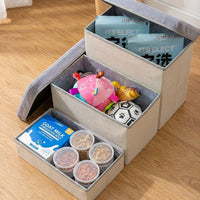 Dog Steps for Bed and Sofa with Foldable Design and Storage Compartment, Non-Slip Pet Stairs for Bedroom, Stable Ramp