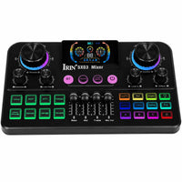 Digital Display Live Live Broadcasting Sound Card Noise Reduction Bluetooth Karaoke Mixer Multi-Band Equalizer Live Sound Card Single-Press Presets for Streamers, Beginners, Recording