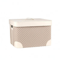 Lidded Storage Box Leather Exterior Storage Bin with Handle Reinforced Corners Household Order for Laundry Room