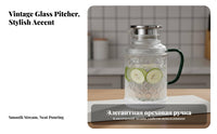 Drop-Spill-Resistant-Resistant-Spill-Resistant-Resistant Spout Glass Pitcher with Lid and Handle Easy to Clean Vintage Glass Pitcher