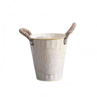 Metal Flower Pail Embossed Plaque Iron Plant Pot Rustic