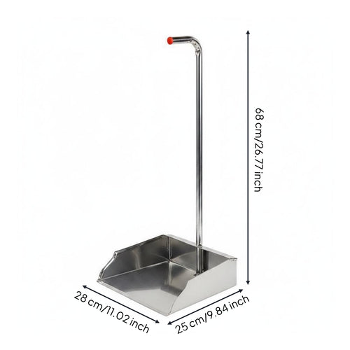 Stainless Steel Dustpan Easy to Stow-Away Cleaning Tool Wide Mouth for Janitors