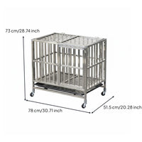 Heavy Duty Dog Cage with Rolling Dog Crate Stainless Steel Kennel Large Pet Enclosure Secure Metal Frame Thickened Construction Suitable for Active Dogs Indoor Outdoor Use Home Travel