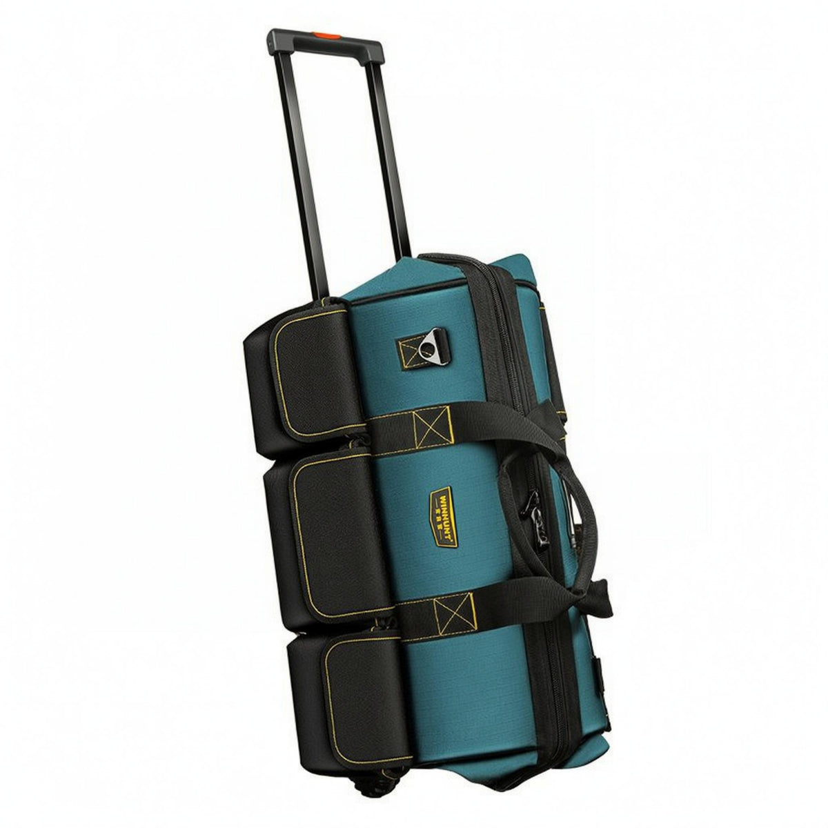 Rolling Tool Bag Telescopic Handle Wheeled Tool Bag Contrast Stitching Flap Pockets