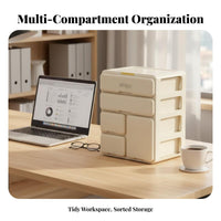Multi-Compartment Storage Box Space-Saving Stationery Holder for Desk, Dorm Room